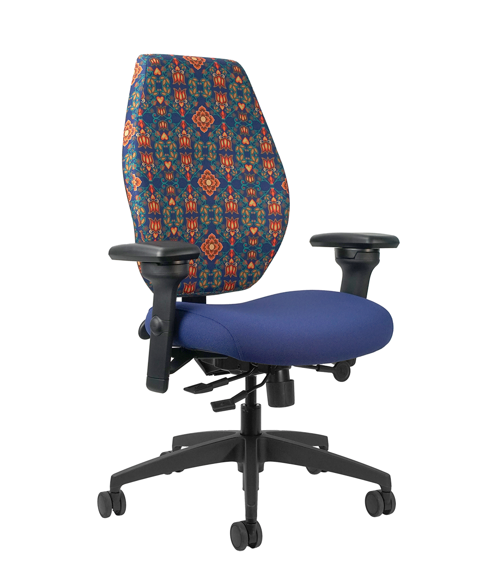 Waaban Chair - Multi-Tilt, Cobalt Blue Design, Cobalt Seat - Black Frame