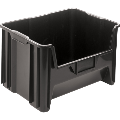 Giant Stacking Containers, Colour, Black, Capacity, 100 lbs., Outside Width, 19-7/8", Outside Depth, 15-1/4", Outside dimensions, 15 1/4" L x 19 7/8" W x 12 7/16" H