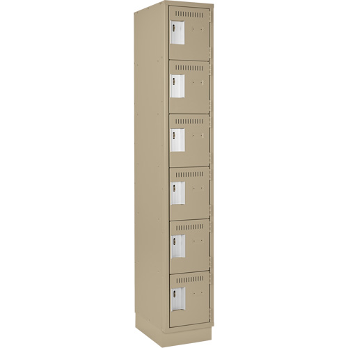 Clean Line™ Lockerette, No. of Tiers, 6, Bank of, 1, Overall Width, 12", Overall Depth, 18", Bodies, 24 gauge, Inside Depth, 18"