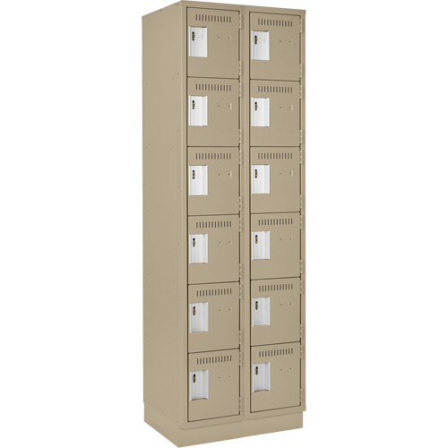 Clean Line™ Lockerette, No. of Tiers, 6, Bank of, 2, Overall Width, 24", Overall Depth, 18", Bodies, 24 gauge, Inside Depth, 18"