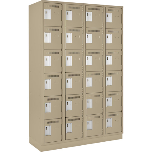 Clean Line™ Lockerette, No. of Tiers, 6, Bank of, 4, Overall Width, 48", Overall Depth, 18", Bodies, 24 gauge, Inside Depth, 18"