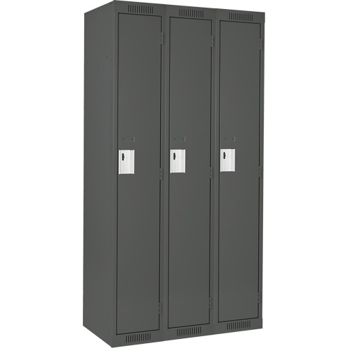 Clean Line™ Lockers, No. of Tiers, 1, Bank of, 3, Overall Width, 36", Overall Depth, 18", Bodies, 24 gauge, Inside Depth, 18"