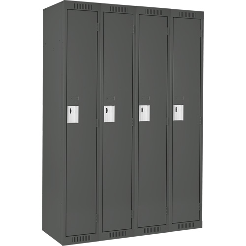 Clean Line™ Lockers, No. of Tiers, 1, Bank of, 4, Overall Width, 48", Overall Depth, 18", Bodies, 24 gauge, Inside Depth, 18"