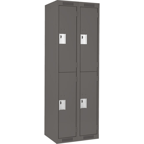 Clean Line™ Lockers, No. of Tiers, 2, Bank of, 2, Overall Width, 24", Overall Depth, 18", Bodies, 24 gauge, Inside Depth, 18"