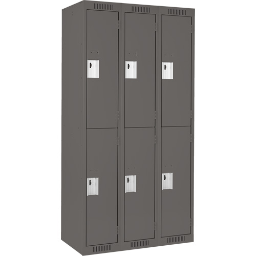 Clean Line™ Lockers, No. of Tiers, 2, Bank of, 3, Overall Width, 36", Overall Depth, 18", Bodies, 24 gauge, Inside Depth, 18"