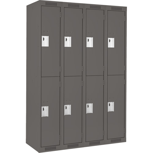 Clean Line™ Lockers, No. of Tiers, 2, Bank of, 4, Overall Width, 48", Overall Depth, 18", Bodies, 24 gauge, Inside Depth, 18"