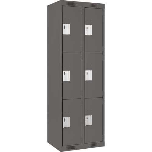 Clean Line™ Lockers, No. of Tiers, 3, Bank of, 2, Overall Width, 24", Overall Depth, 18", Bodies, 24 gauge, Inside Depth, 18"