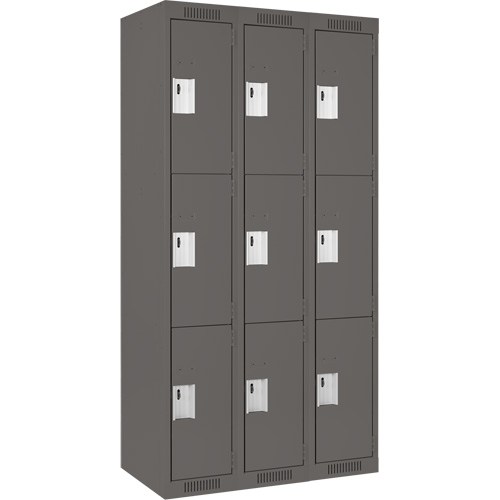 Clean Line™ Lockers, No. of Tiers, 3, Bank of, 3, Overall Width, 36", Overall Depth, 18", Bodies, 24 gauge, Inside Depth, 18"