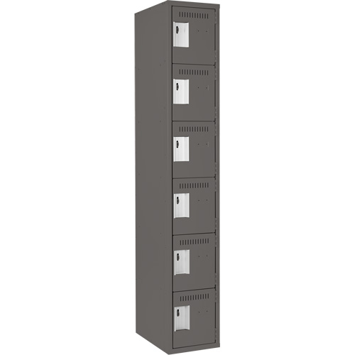 Clean Line™ Lockerette, No. of Tiers, 6, Bank of, 1, Overall Width, 12", Overall Depth, 18", Bodies, 24 gauge, Inside Depth, 18"