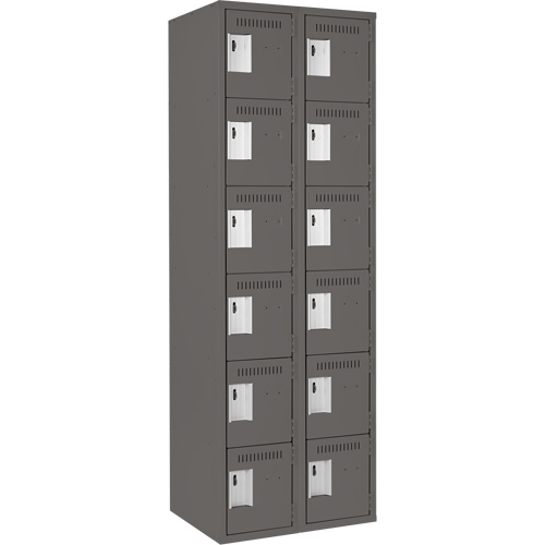 Clean Line™ Lockerette, No. of Tiers, 6, Bank of, 2, Overall Width, 24", Overall Depth, 18", Bodies, 24 gauge, Inside Depth, 18"