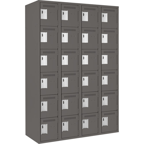 Clean Line™ Lockerette, No. of Tiers, 6, Bank of, 4, Overall Width, 48", Overall Depth, 18", Bodies, 24 gauge, Inside Depth, 18"