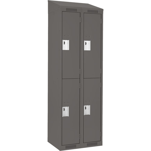 Clean Line™ Lockers, No. of Tiers, 2, Bank of, 2, Overall Width, 24", Overall Depth, 18", Bodies, 24 gauge, Inside Depth, 18"