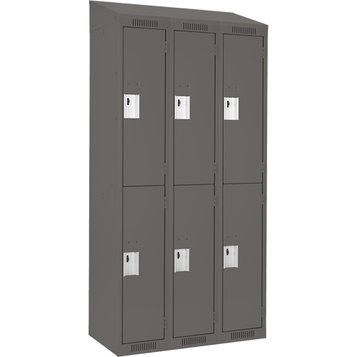 Clean Line™ Lockers, No. of Tiers, 2, Bank of, 3, Overall Width, 36", Overall Depth, 18", Bodies, 24 gauge, Inside Depth, 18"