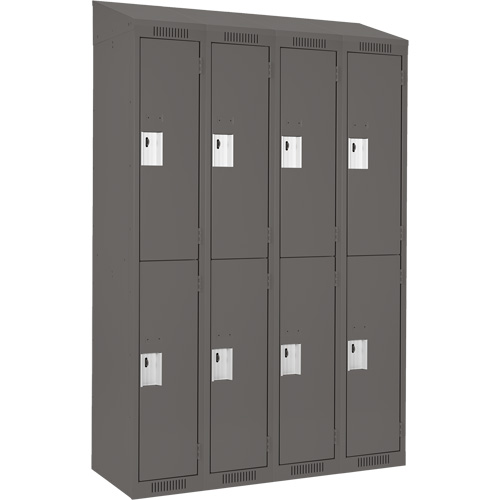 Clean Line™ Lockers, No. of Tiers, 2, Bank of, 4, Overall Width, 48", Overall Depth, 18", Bodies, 24 gauge, Inside Depth, 18"