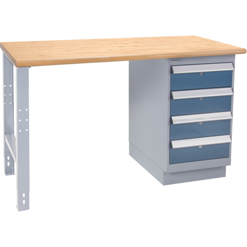 Industrial Duty Workbench, Capacity, 1000 lbs., Configuration, Drawers, Height, 34", Width, 24", Laminate Hardwood Top Overall Thickness, 1-3/4", Nose Type, Bullnose