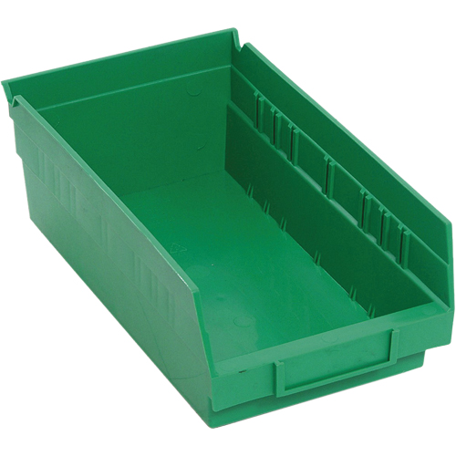 Shelf Bins, Each, Green, Capacity, 30 lbs., Outside Width, 6-5/8", Outside Depth, 11-5/8", Outside Height, 30130