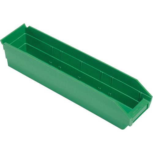 Shelf Bins, Each, Green, Capacity, 40 lbs., Outside Width, 4-1/8", Outside Depth, 17-7/8", Outside Height, 30128