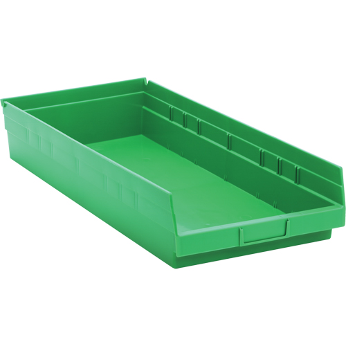 Each, Green, Capacity, 50 lbs., Outside Width, 11-1/8", Outside Depth, 23-5/8", Outside Height, Up to 7 Dividers, Load Capacity Per Stacked Bin, 30 lbs., Reference Number