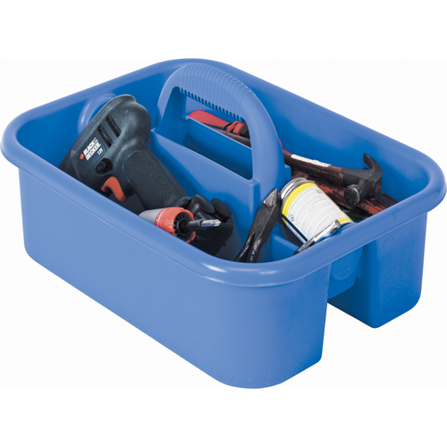 Supply Caddy, Colour, Blue, Height, 5.5", Width, 13-3/8", Depth, 13-3/8", Material, High density polpropylene/polyethylene, Overall Width, 18-1/4"
