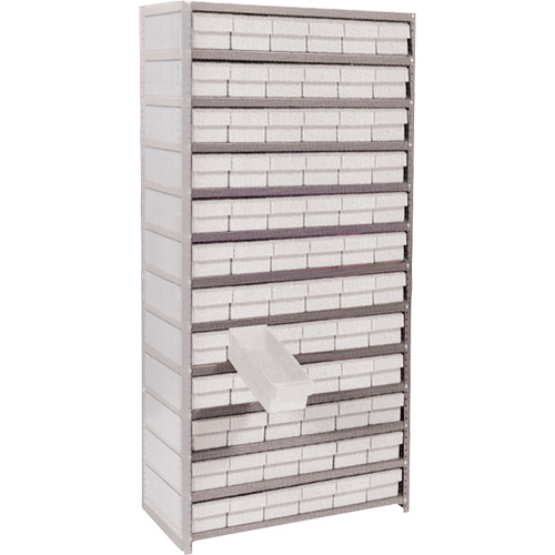 Euro Drawer Shelf Units, Each, Add-On, No. of Shelves, 13, Shelf Capacity, 800 lbs., Material, Steel, Width, 72, Bin Colour, Grey, Bin Dimensions