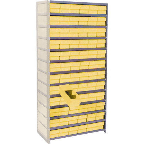 Euro Drawer Shelf Units, Each, Add-On, No. of Shelves, 13, Shelf Capacity, 800 lbs., Material, Steel, Width, 72, Bin Colour, Yellow, Bin Dimensions