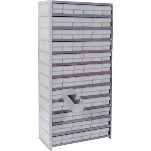 Euro Drawer Shelf Units, Each, Add-On, No. of Shelves, 13, Shelf Capacity, 800 lbs., Material, Steel, Width, 72, Bin Colour, Grey, Bin Dimensions
