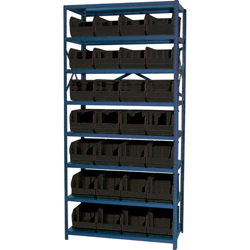 Each, Starter, No. of Shelves, 8, Shelf Capacity, 800 lbs., Material, Steel, Width, 28, Bin Colour, Black, Bin Dimensions