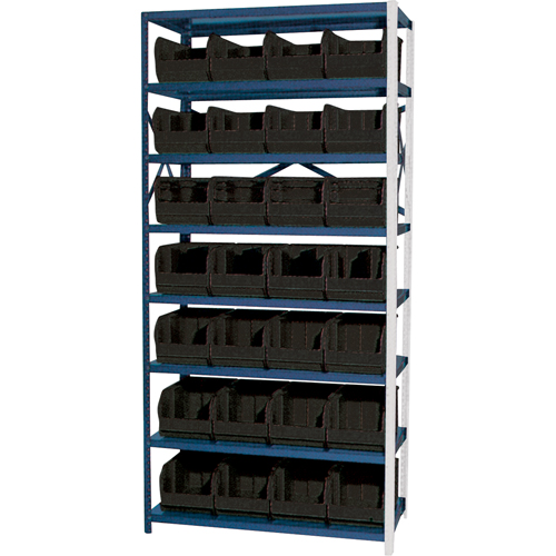 Each, Add-On, No. of Shelves, 8, Shelf Capacity, 800 lbs., Material, Steel, Width, 28, Bin Colour, Black, Bin Dimensions