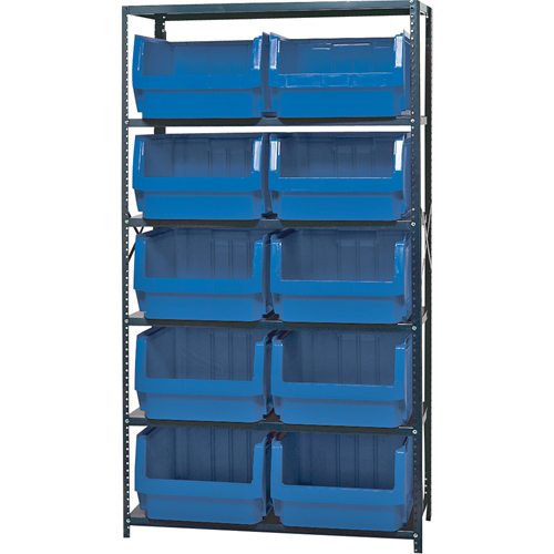 Each, Starter, No. of Shelves, 6, Shelf Capacity, 650 lbs., Material, Steel, Width, 10, Bin Colour, Blue, Bin Dimensions