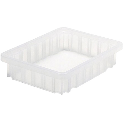 Divider Box® Container, Each, Clear, Material, Plastic, Height, 2.5", Width, 10.875", Depth, 6-5/9" W x 9-1/5" D x 2-1/2" H, Volume, 0.38 Cu. Ft.