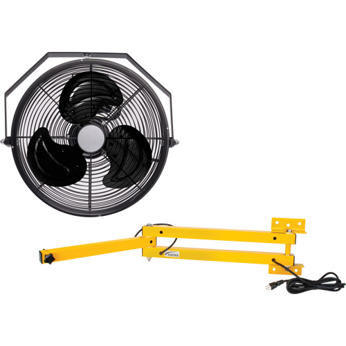 Industrial Workstation Fan Kit with Double Locking Arm, Each, 12", No. of Speeds, 3, Max. CFM, 2600, Usage Type, Industrial, 1/12, Blade Material, Aluminium, Manufacturer's Warranty