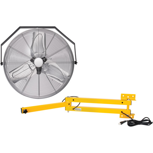 Industrial Workstation Fan Kit with Double Locking Arm, Each, 24", No. of Speeds, 3, Max. CFM, 2600, Usage Type, Industrial, 1/12, Blade Material, Aluminium, Manufacturer's Warranty