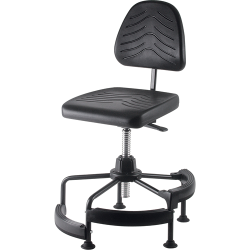 Industrial Stool, Colour, Black, Seat Material, Polyurethane, Weight Capacity, 250 lbs., Overall Height, 38" - 45", Seat Dimensions, 18-1/2" x 17"
