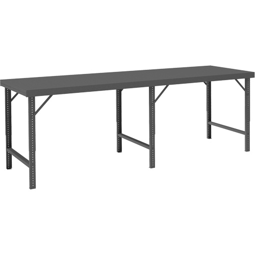 Adjustable Folding Leg Workbench, Each, 120", Depth, 36-1/4", Height, 26-5/16" - 42-5/16", Work Surface, Steel, 2000 lbs.