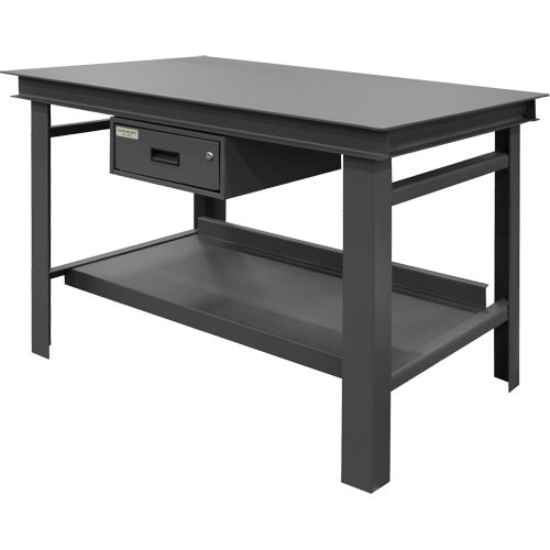 Extra Heavy-Duty Workbench, Each, 14000 lbs., Configuration, Shelf & Drawer, Height, 34", Width, 60", Depth, 20-15/16", Bottom Shelf Dimensions, 54-1/4" x 22", Drawer Dimensions