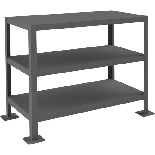 MT Workbench, Each, 39-1/4", Depth, 20-3/4", Height, 30-3/16", Work Surface, Steel, Capacity, 3, Distance Between Shelves, 10-5/16", Gauge