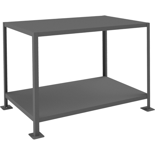 MT Workbench, Each, 51-1/4", Depth, 32-3/4", Height, 36-3/16", Work Surface, Steel, Capacity, 2, Distance Between Shelves, 28-1/4", Gauge