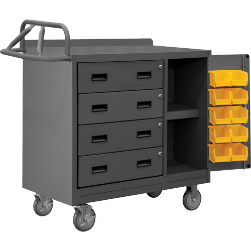 Mobile Workbench Cabinet with Bins, Each, Steel, 18-1/4" W x 42-1/8" D x 36-3/8" H, Drawer Dimensions, 20-7/16" x 14-11/16" x 5-7/8", No. of Drawers
