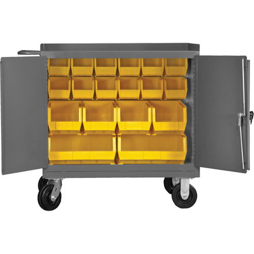 Mobile Workbench Cabinet with Bins, Each, Steel, 24-1/4" W x 42-1/8" D x 37-3/4" H, Shelf Dimensions, 24" x 36", Overall Capacity