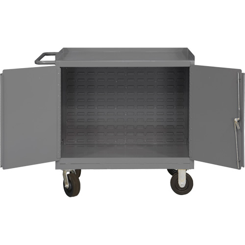 Mobile Workbench Cabinet with Louvered Panel Back, Each, Steel, 24-1/4" W x 42-1/8" D x 37-3/4" H, Shelf Dimensions, 24" x 36", Overall Capacity