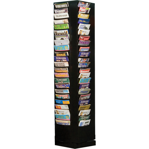 Literature Rack, Each, Rotating, No. of Compartments, 92, Material, Steel, Colour, Black, Height, 150 Sheets, Finish, Glossy Powder Coating
