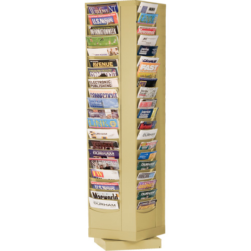 Literature Rack, Each, Rotating, No. of Compartments, 80, Material, Steel, Colour, Tan, Height, 150 Sheets, Finish, Glossy Powder Coating