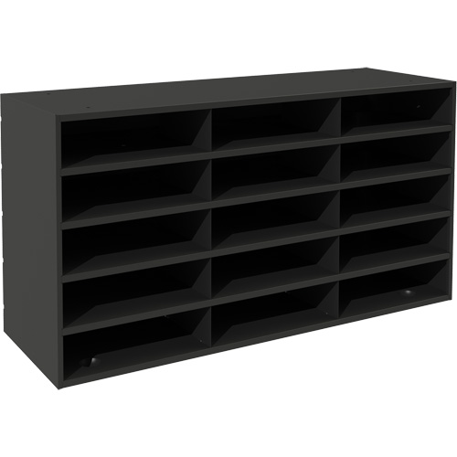 Horizontal Literature Rack, Each, Stationary, No. of Compartments, 15, Material, Steel, Colour, Black, Height, Glossy Powder Coating