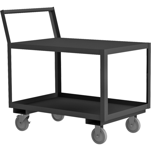 Low Deck Service Truck, Each, 2, Capacity, 1200 lbs., Cart Material, Steel, Overall Width, 18-1/4", Overall Height, 14, Shelf Dimensions, 18" x 30", Shelf Lip Height