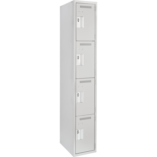 Clean Line™ Lockers, Each, 4, Bank of, 1, Overall Width, 12", Overall Depth, 18", Overall Height, 24 gauge, Inside Depth, 18", Doors