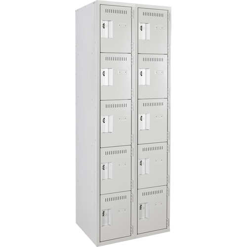 Clean Line™ Lockers, No. of Tiers, 5, Bank of, 2, Overall Width, 24", Overall Depth, 18", Bodies, 24 gauge, Inside Depth, 18"
