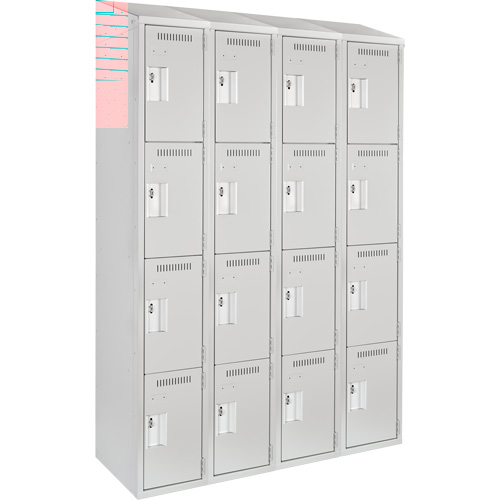 Clean Line™ Lockers, No. of Tiers, 4, Bank of, 4, Overall Width, 48", Overall Depth, 18", Bodies, 24 gauge, Inside Depth, 18"