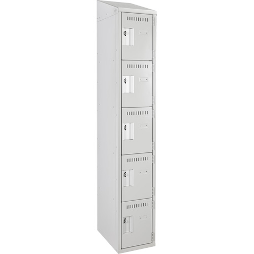 Clean Line™ Lockers, Each, 5, Bank of, 1, Overall Width, 12", Overall Depth, 18", Overall Height, 24 gauge, Inside Depth, 18", Doors