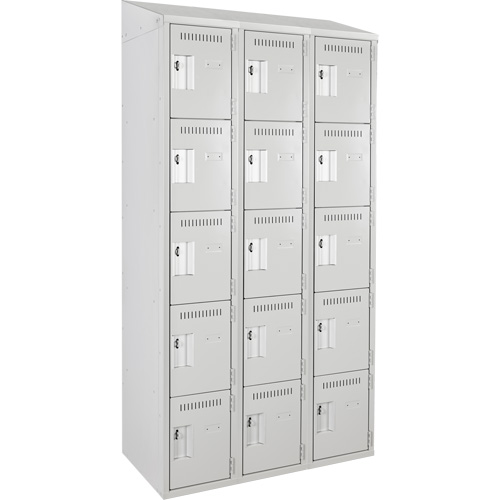Clean Line™ Lockers, No. of Tiers, 5, Bank of, 3, Overall Width, 36", Overall Depth, 18", Bodies, 24 gauge, Inside Depth, 18"