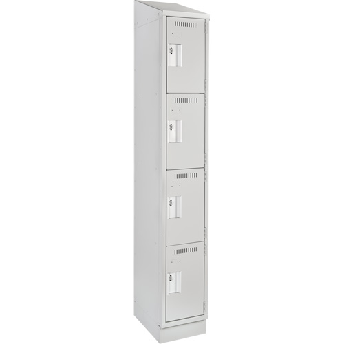 Clean Line™ Lockers, No. of Tiers, 4, Bank of, 1, Overall Width, 12", Overall Depth, 18", Bodies, 24 gauge, Inside Depth, 18"